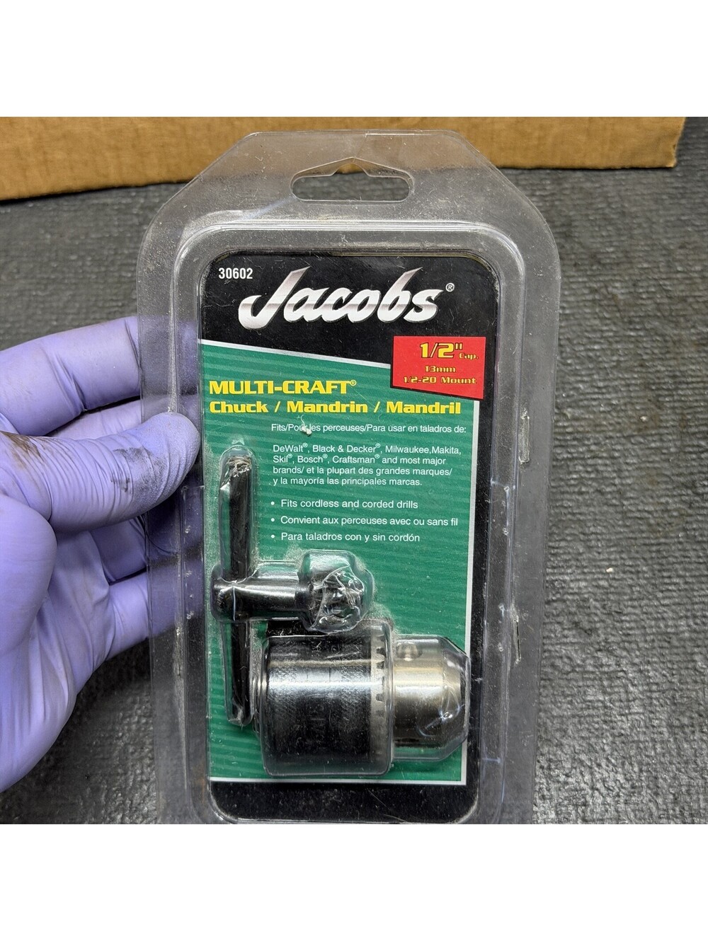 Jacobs 30602 1/2" Multi-Craft Drill Chuck & Key - Storage Location: T-1